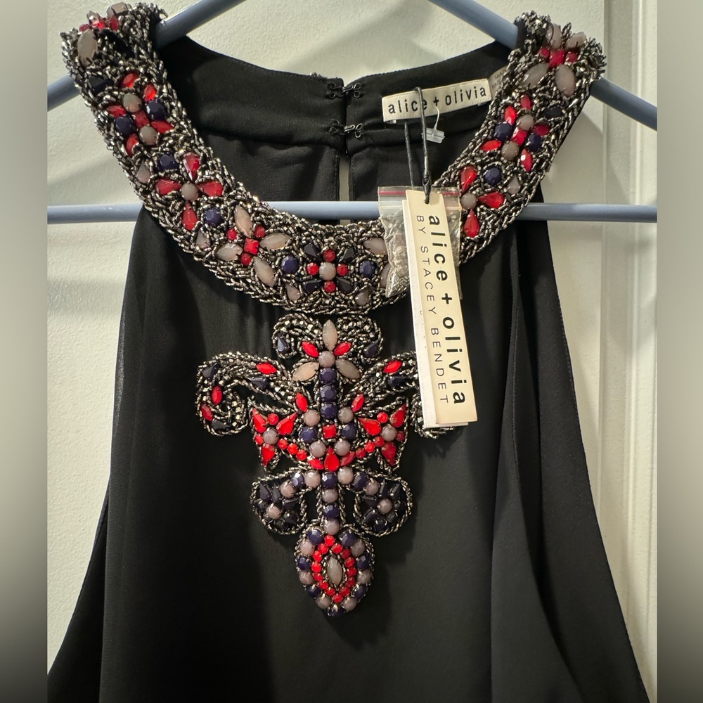 Alice + Olivia Black Embellished Top